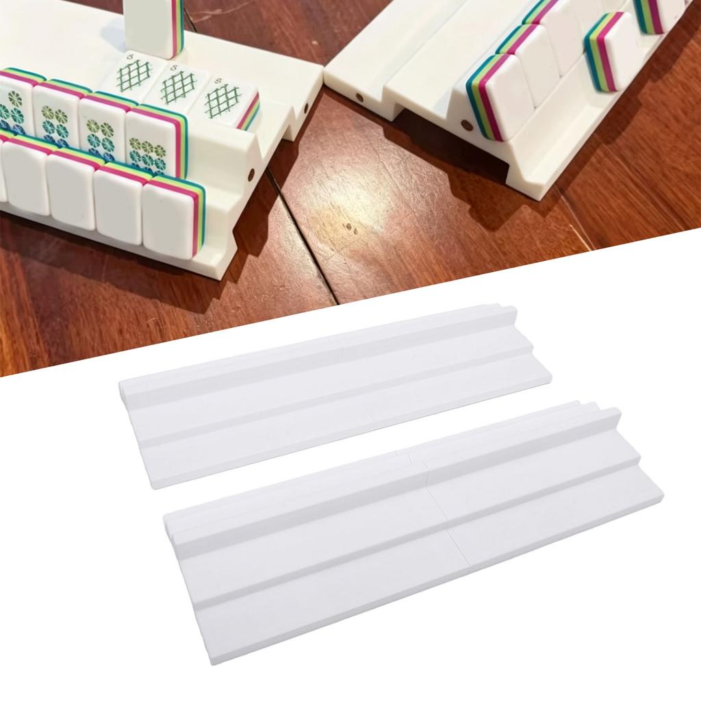 2 Sets Folding Double Mahjong Rack Set with Exposure Area 2 Player Mahjong Tile Racks for Tiles Up To 1.5 Inches