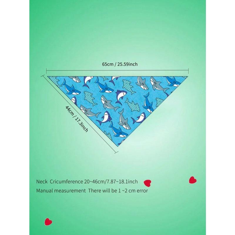 Fabric Pet Bandana With Shark Pattern Pet Kerchiefs, Adjustable Ocean Turtle Theme Pattern Printing Dog Triangle Bibs Scarfs, Suitable For Small