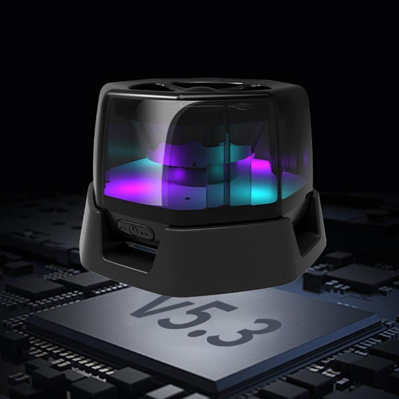 Portable Bluetooth-compatible Speaker Colorful Lighting Effect Wireless Music Device, Phone Holder,For Outdoor Activity