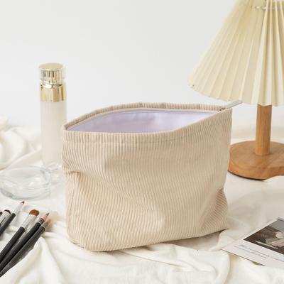 1pc Corduroy Travel Cosmetic Bag Portable Makeup Storage Bag Purses Women Large Capacity Zipper Make Up Organizer Storage Clutch