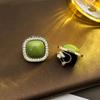 Korean Rhinestone Geometric Square Ear Clips - No Piercing Required, Luxurious & Versatile Simple Earrings