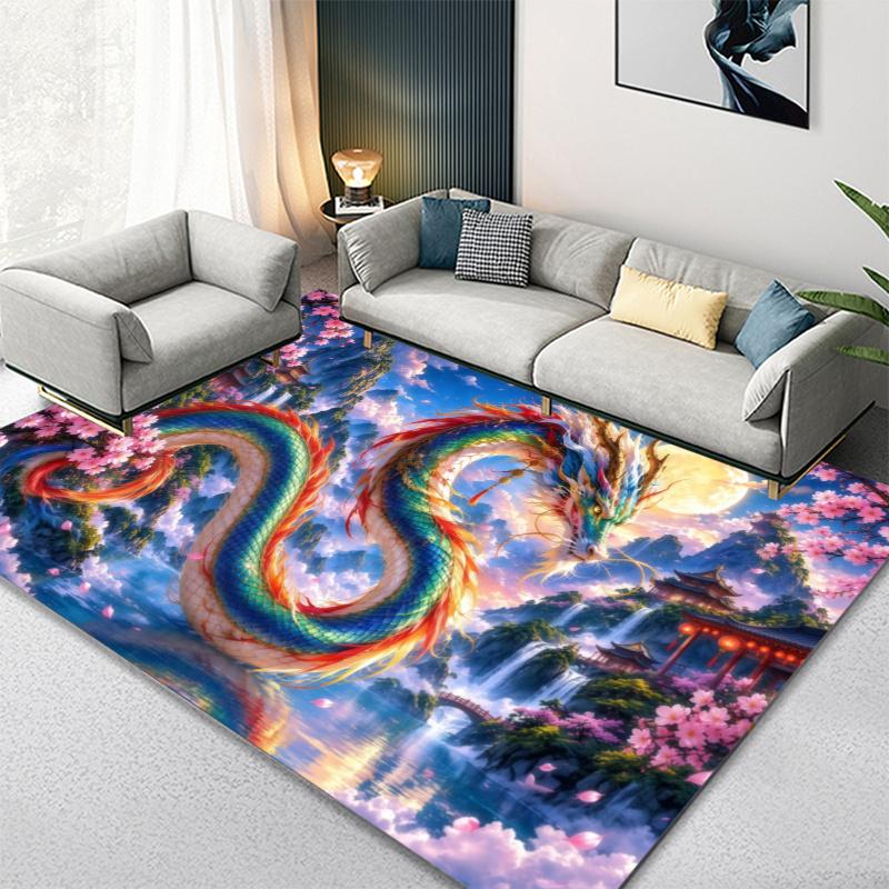 Dragon Carpet Rug for Living Room Bedroom Home Sofa Decoration,Kids play Non-slip Floor Mat