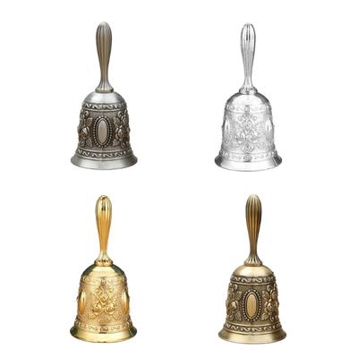 Campana de Atención Manual de Metal Fundido con Cuerpo Floral en Relieve para Servicio de Mesa, Uso en Aula y Exhibición en Estantería