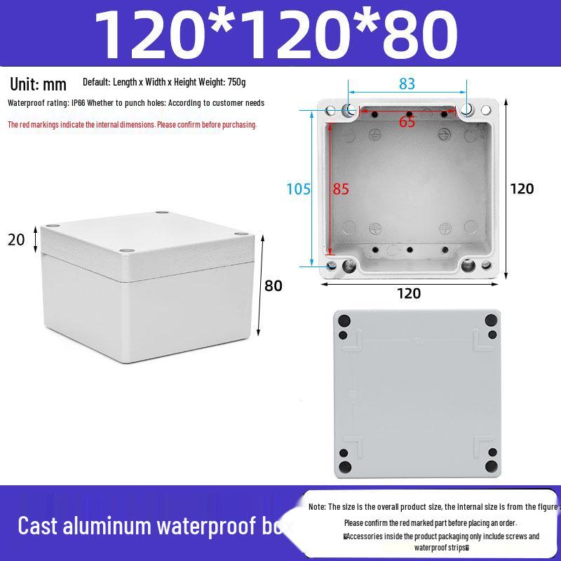 Druckguss-Aluminium Außenverteilerkasten IP65 Wasserdichtes Gehäuse