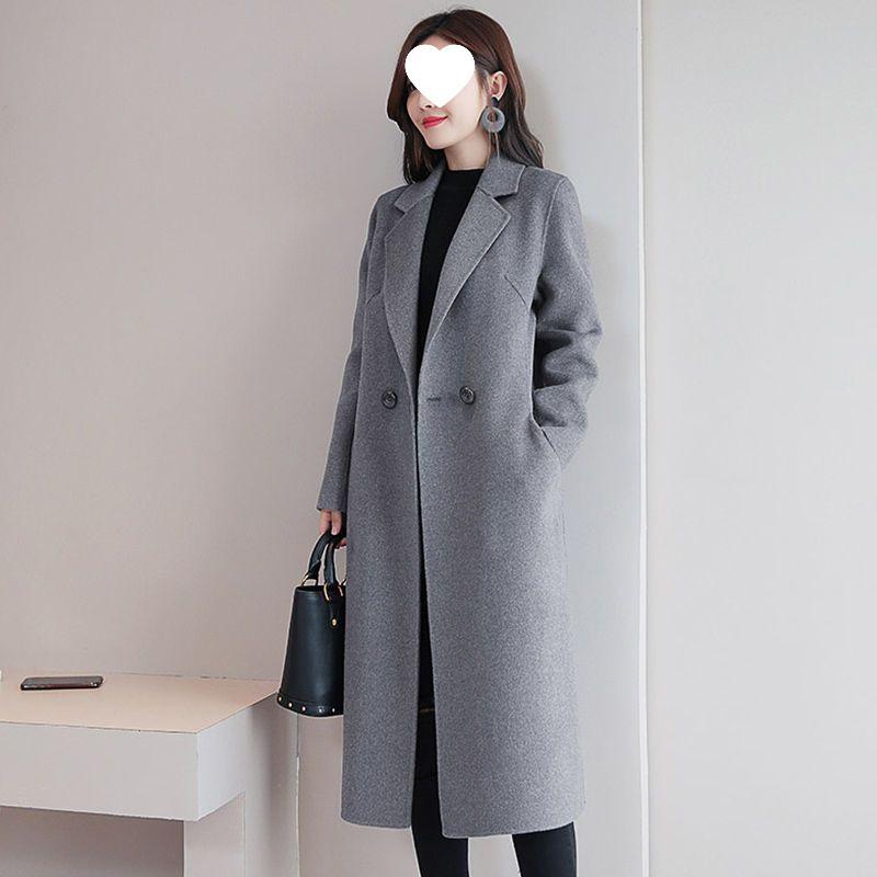 Elegante Dames Dubbelzijdige Wol & Kasjmier Jas - Lang, Pluche, Grote Maat, Wintercollectie 2025