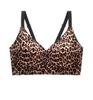 Womens Leopard Print Seamless Push Up No Wire Bra For Plus Size