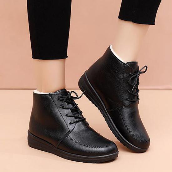 Ladies Plus Velvet Thermal Booties Non-slip Waterproof Soft Sole Casual Shoes