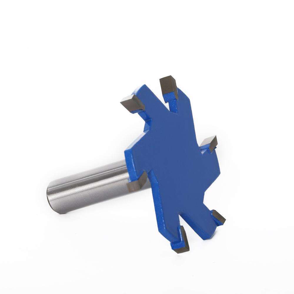 Woodworking Milling Cutter 6-Blade T-Knife Mahogany Six-Tooth Large T-Knife With Handle Slot Knife Plus Long Handle, Thickness 5Mm