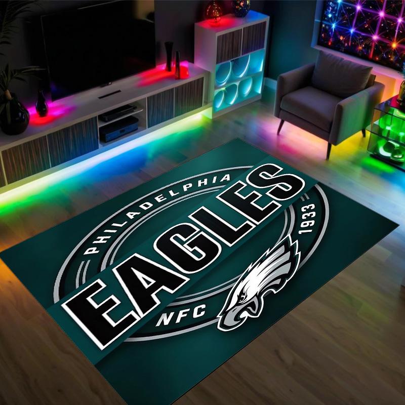 Philadelphia Eagles Design Kristall-Samt-Teppich Gemütlich Nicht?Rutschfester Teppich mit Aufdruck für Schlafzimmer Wohnzimmer Eingang