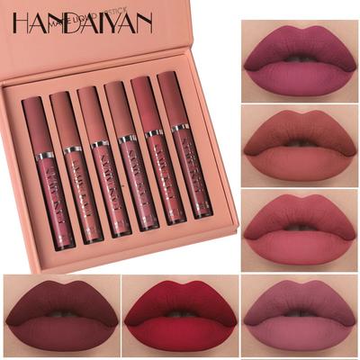 HANDAIYAN 6 Histy Red Suit Echter Lipgloss, wasserfest, keine Farbe, berührt nicht die Tasse, matte Lippenglasur