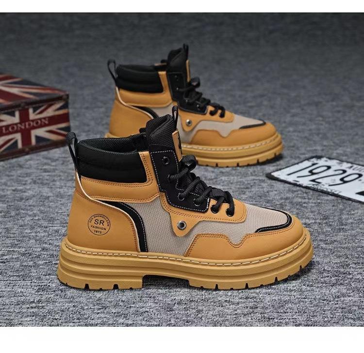 

Martin boots wear-resistant locomotive shoes non-slip outdoor boots autumn and winter new thick-soled heightening British men s mountaineering boots 39 хакі