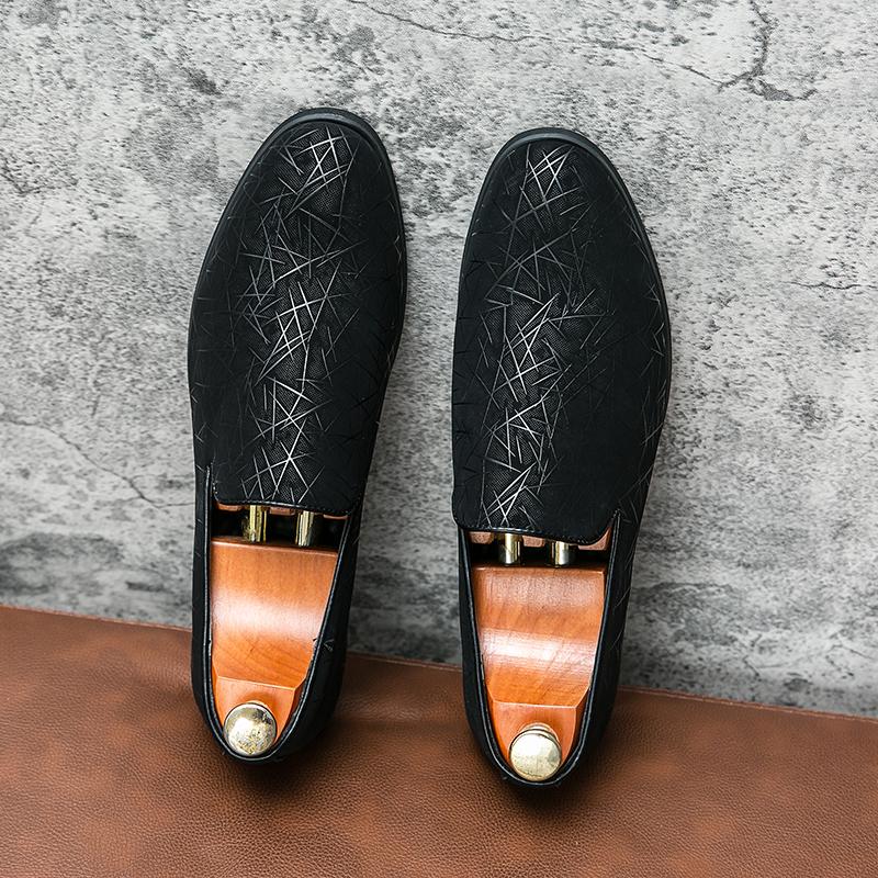 Men's Printing Pattern Patent Leather Slip On Driving Shoes Male Formal Wedding Prom Dress Homecoming Sapatos Tenis Masculino