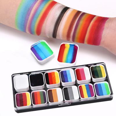 Water Based Face Paint Kit Professional Body Paint Oil Palette with 2 Pens Halloween Party Makeup Kit for Adults and Kids