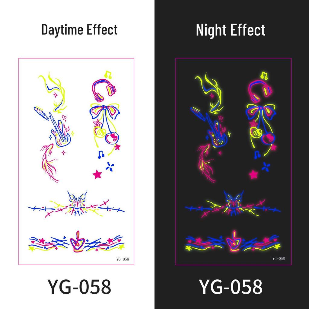 Neon Glow Music Festival Tattoo Stickers: Bright Fluorescent Designs for Concerts and Parties