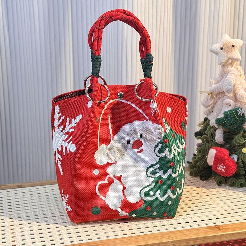 Christmas Gift Bag Knitted Tote Bag Christmas Eve Candy Gift Box Bag 2025 New Christmas Knitted Bag