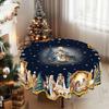 1Pc Christmas Tablecloth with Nativity Scene, Yule Home Party Decoration, Xmas Round Rectangular Table Cloth
