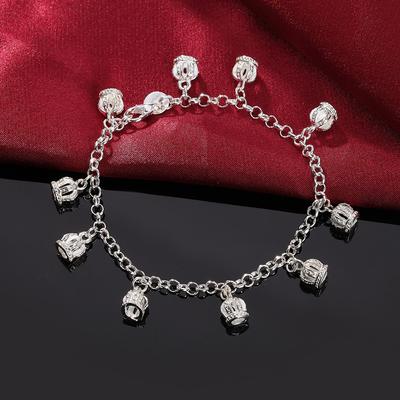 Crown 925 Stamp Silver Chain Charms Bracelet for Woman Fine Fashion Jewelry Wedding Accessories Party Popular Gifts