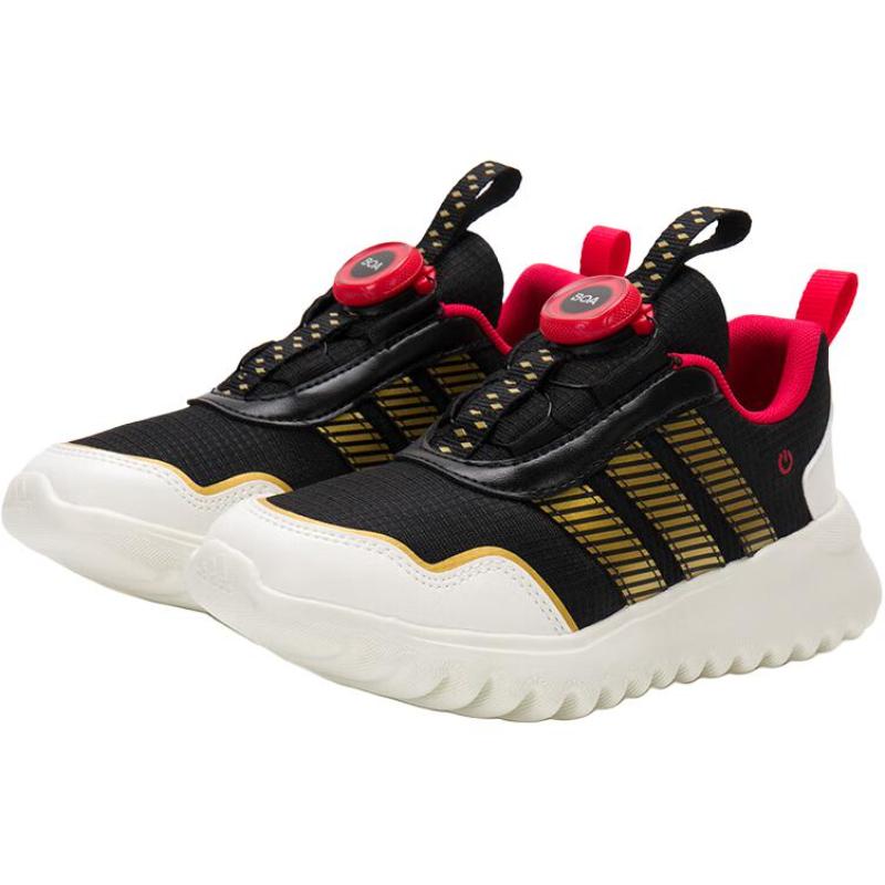 adidas ACTIVEFLEX BOA 4.0 Abrasion Resistant Low Top Kids Lifestyle Shoes Black White Gold Sneakers JS3089