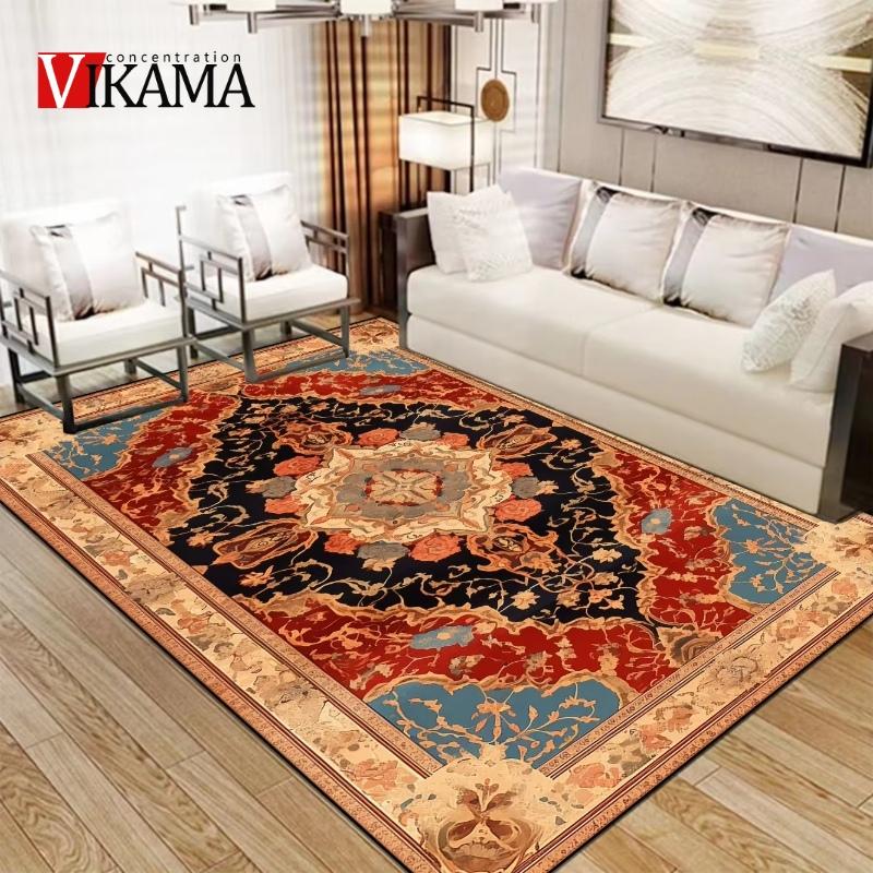 VIKAMA Persian Luxury Crystal Velvet Red Carpet Living Room Large Size Rug Non-slip Home Decoration Bedroom Lounge Rug