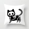 Skull Cat Black  Home Decor Cushion Cover Naughty  Sofa Car Decoration 45x45cm Pillowcase Square Polyester