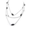 Les Trésors De Lily [K3674] - 'Roxane' Necklace Ruthenium Steel - 45 Cm 3 Rows