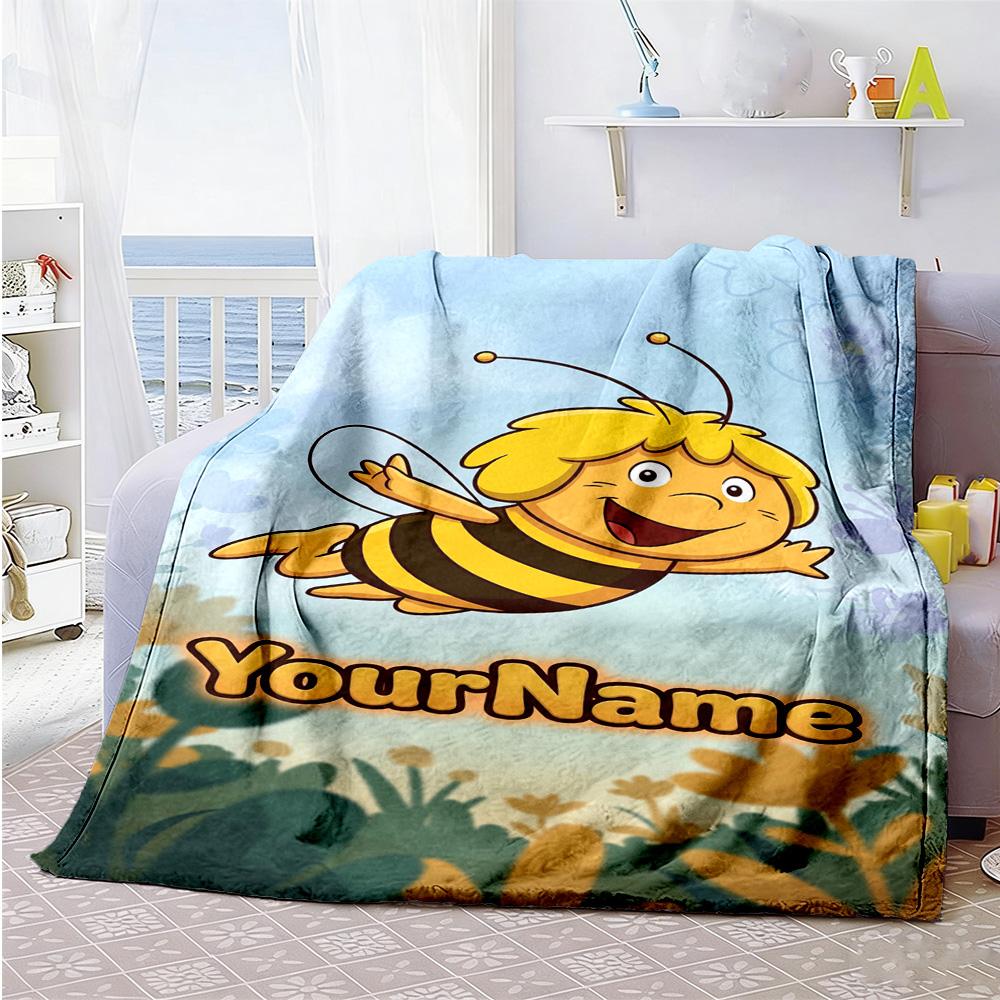 Biene Maja Personalized Name Blanket Gift Customizable Blanket Soft Warm Cozy Throw For Office Nap Seaside Office Chair Four Seasons Universal