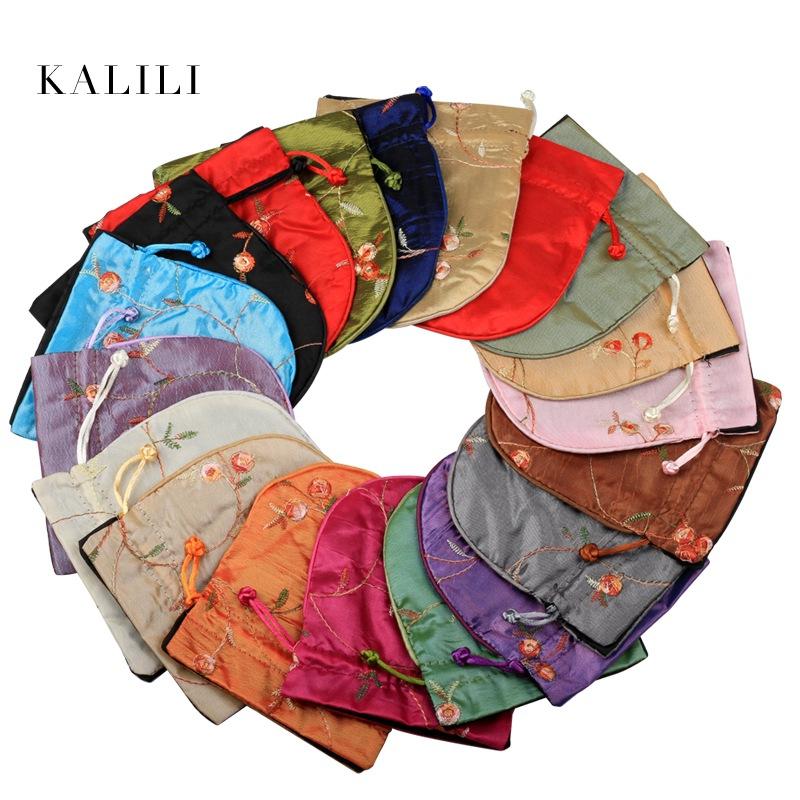 11 * 13 rounded corner fruit pull embroidered brocade bag jewelry Wenwan walnut gift Buddha bead bag