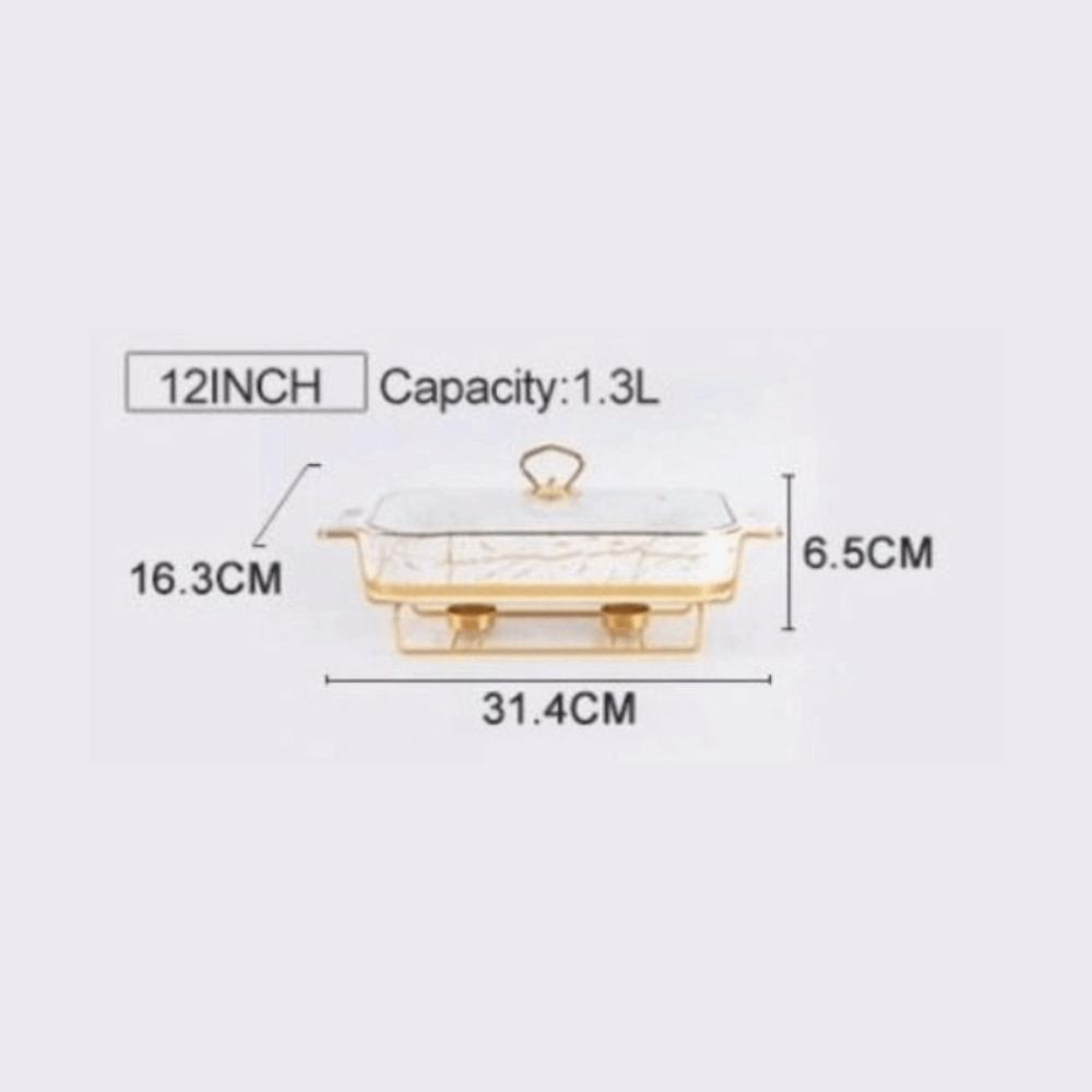 Nordic Ceramic Food Warmer with Lid Rectangular Restaurant Soup Pot 12/14/16in Insulation Chafing Dish Casserole Serving Buffet