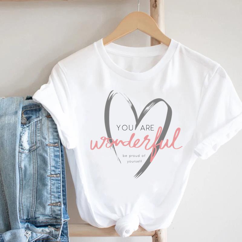 (Asian Size) love trend style  Lady Female Top Printed Women Tee Clothing Casual T Shirt Fashion Graphic Short Sleeve T-shirts
