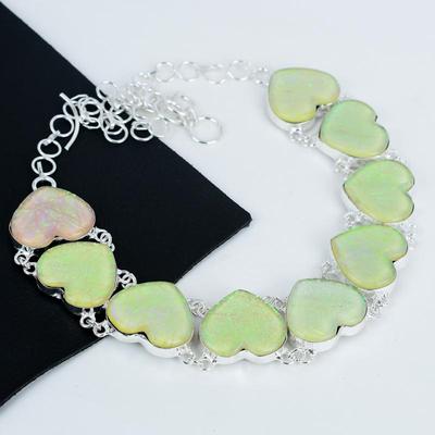 Orange Triplet Feueropal Edelstein Handgefertigt 925 Sterling Silber Elektroform Halskette, Opal Herz Silber Für Ehefrau Unisex Halskette