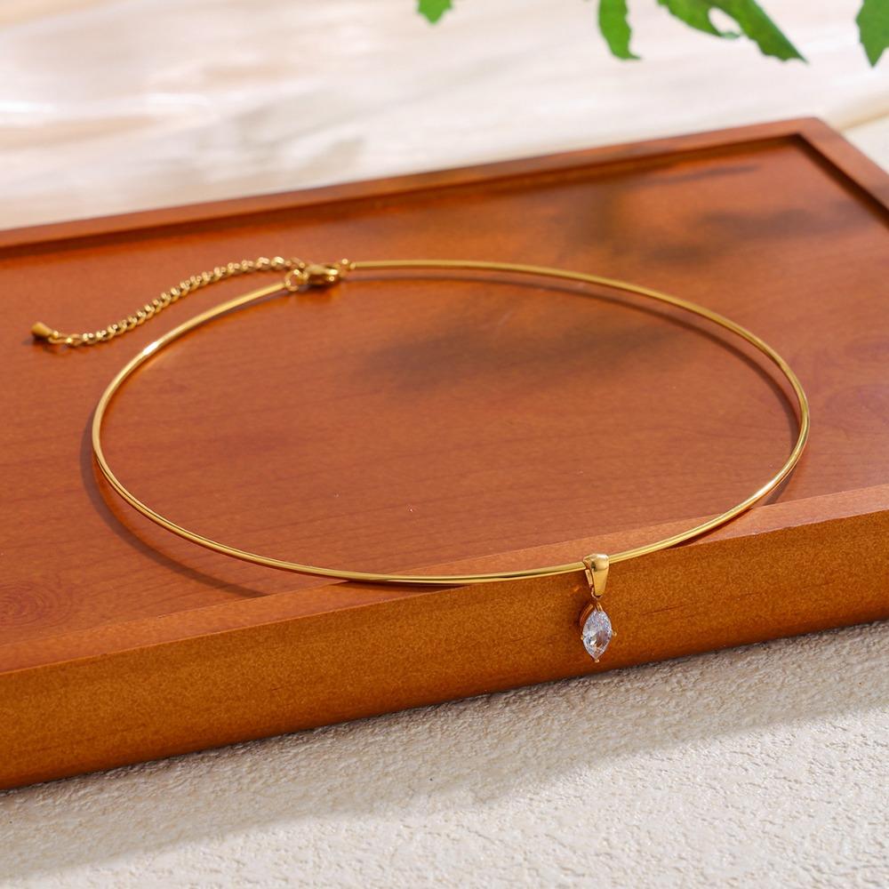 18K Gold PVD Plated Golden Choker Vintage Rhinestone Collarbone Chain  Girls