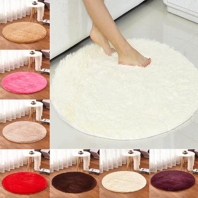 1PC Home Decor Protiskluzové dlouhé plyšové koberečky Malé koberečky Kulatý koberec Kruhy Mat Kulatý koberec Ložnice Měkký