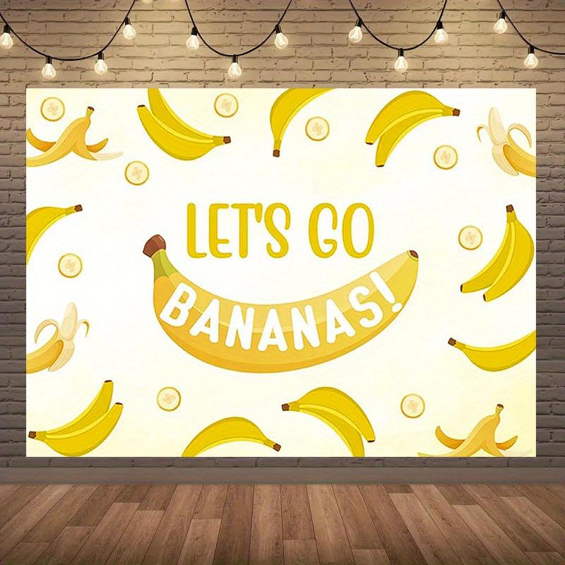 One YSW Banana Theme Party Banner - a yellow banana pattern backdrop 100x150cm