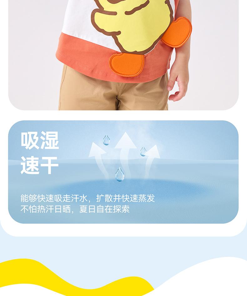 B. Duck Little Yellow Duck Children's Clothing Boys' Cute Cartoon Top Summer Pure Cotton Lightweight Short sleeved T-shirt