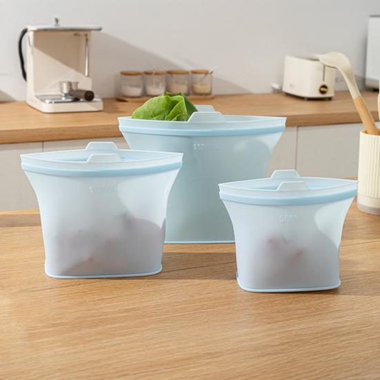 Sac de Conservation Alimentaire en Silicone de Qualité Alimentaire avec Bande d'Étanchéité Pochette Étanchéité Reutilisable Compatible Micro-ondes Conservation Fraîcheur pour Cuisine Maison Salle à Manger