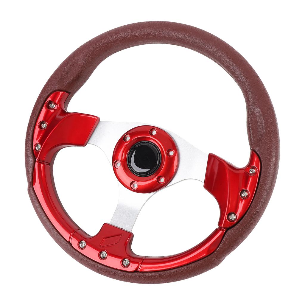 13in Universal Racing Steering Wheel Shockproof PU Leather Sport Style Steering Wheel for Vehicle with 6 Hole Hub