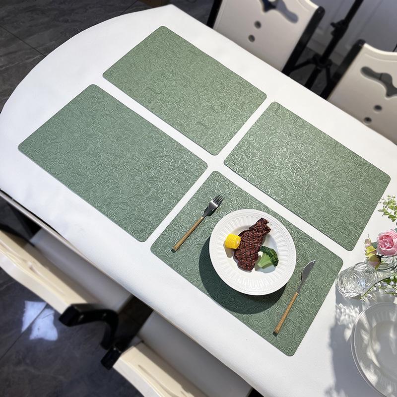 French Leather Western Dining Mat: Carved, Waterproof, Oil-proof, Heat-Resistant for Home, Hotel, Coffee Shop, and Western Restaurant Use.