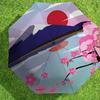 1pc Mount Fuji Cherry Blossoms Automatic Folding Umbrella 8 Rib Iron Frame,  Suitable for Travel, Daily Use, Birthday, Women & Men Gift C1231051