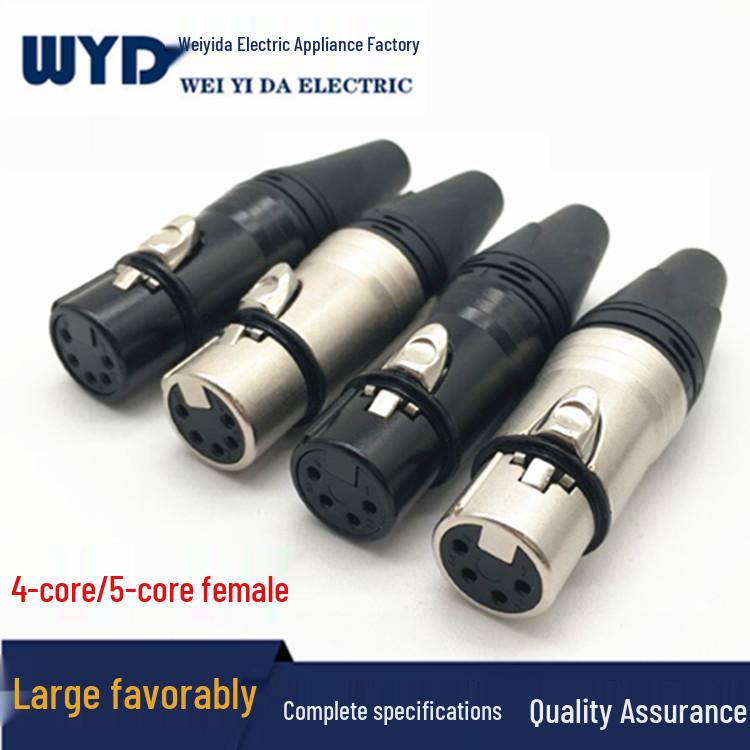 4-Core Internal Thread Copper Pin XLR Female Audio Microphone Connector