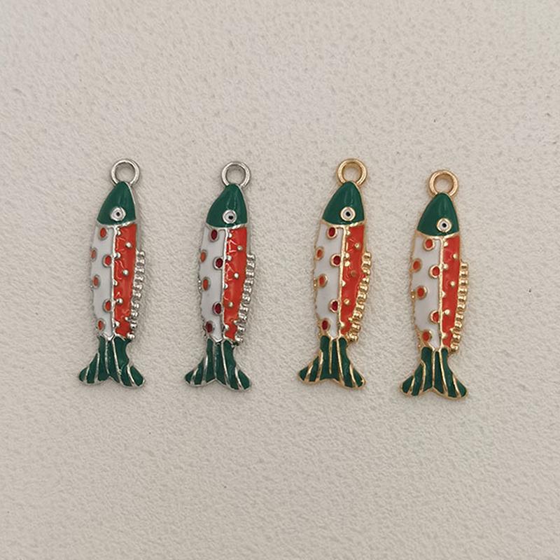 2Pcs Colorful Enamel Fish Charms Cute Design Perfect For Diy Jewelry Making Necklace Bracelet Earring Crafts