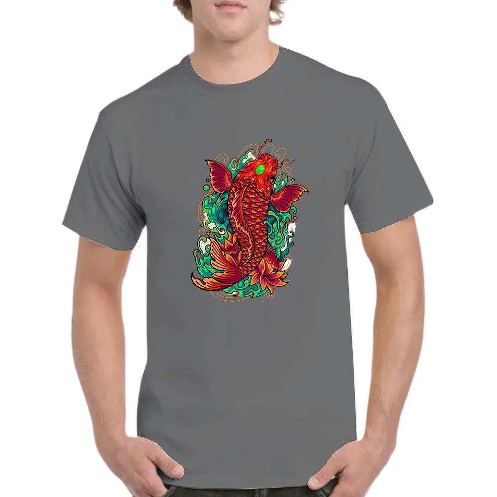 2023 Sommer-Paar-Rundhalsausschnitt, kurzärmeliges Herren- und Damenoberteil, lockerer Koi-Aufdruck, bequemes, schnell trocknendes T-Shirt mit Rundhalsausschnitt
