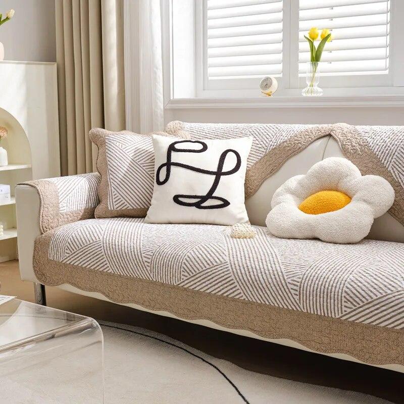 

Саржевый хлопковый чехол для дивана, устойчивый чехол с волнистым краем и принтом, сиденье, диван, полотенце, пылезащитный чехол, полотенце, диваны для гостиной 50cm pillowcase 1pcs
