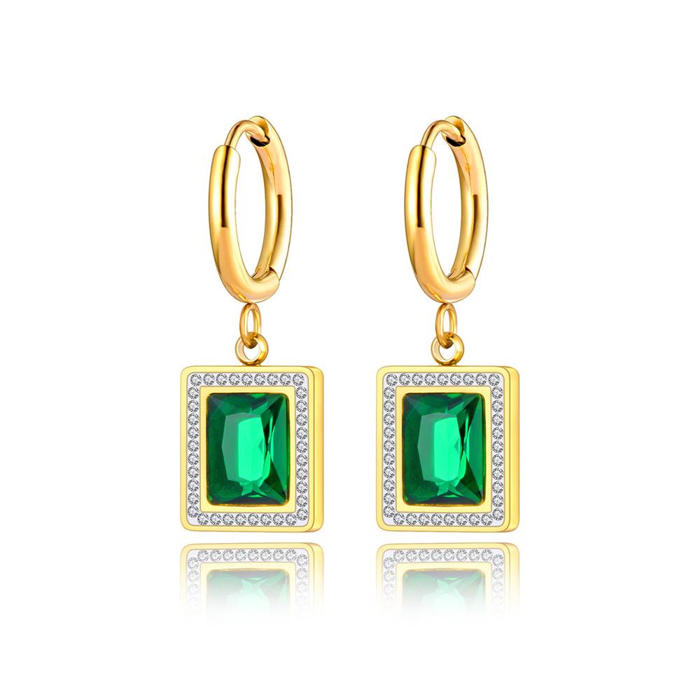 Lokaer Stainless Steel Geometric Square Hoop Earrings Sparkling Cubic Zirconia Crystal Earrings Jewelry For Women