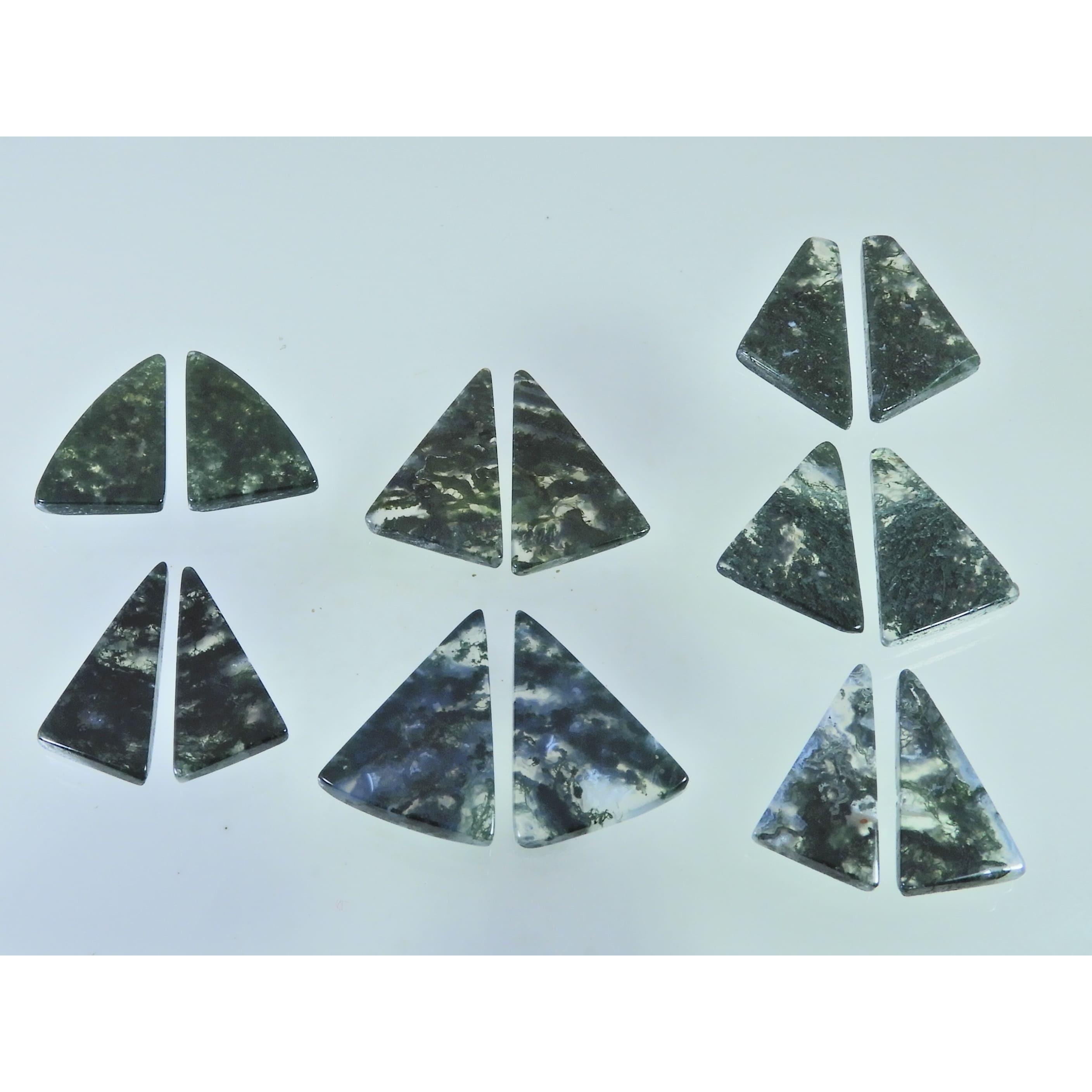 145Cts. Natural Moss Agate Matched Pair Fancy Cabochon Gemstone 07 Pair Lot C-2290