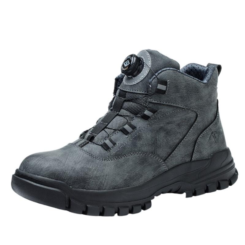 Safety Shoes Button Safety Shoes Steel Bag Head Anti-smashing and Stab-proof Midsole Labor Insurance Men's Wear-resistant Work Shoes