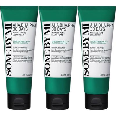 AHA BHA PHA 30 Days Miracle Acne Clear Foam Deep Cleansing & Pore Care Facial Cleanser 100ml X3