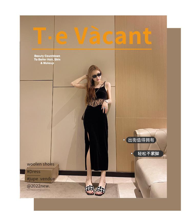 Summer 2024 Braided Flip-flops Women's Open-toe Wear Temperament with Chunky Fashion Slippers, Beach Shoes, Women's Shoes