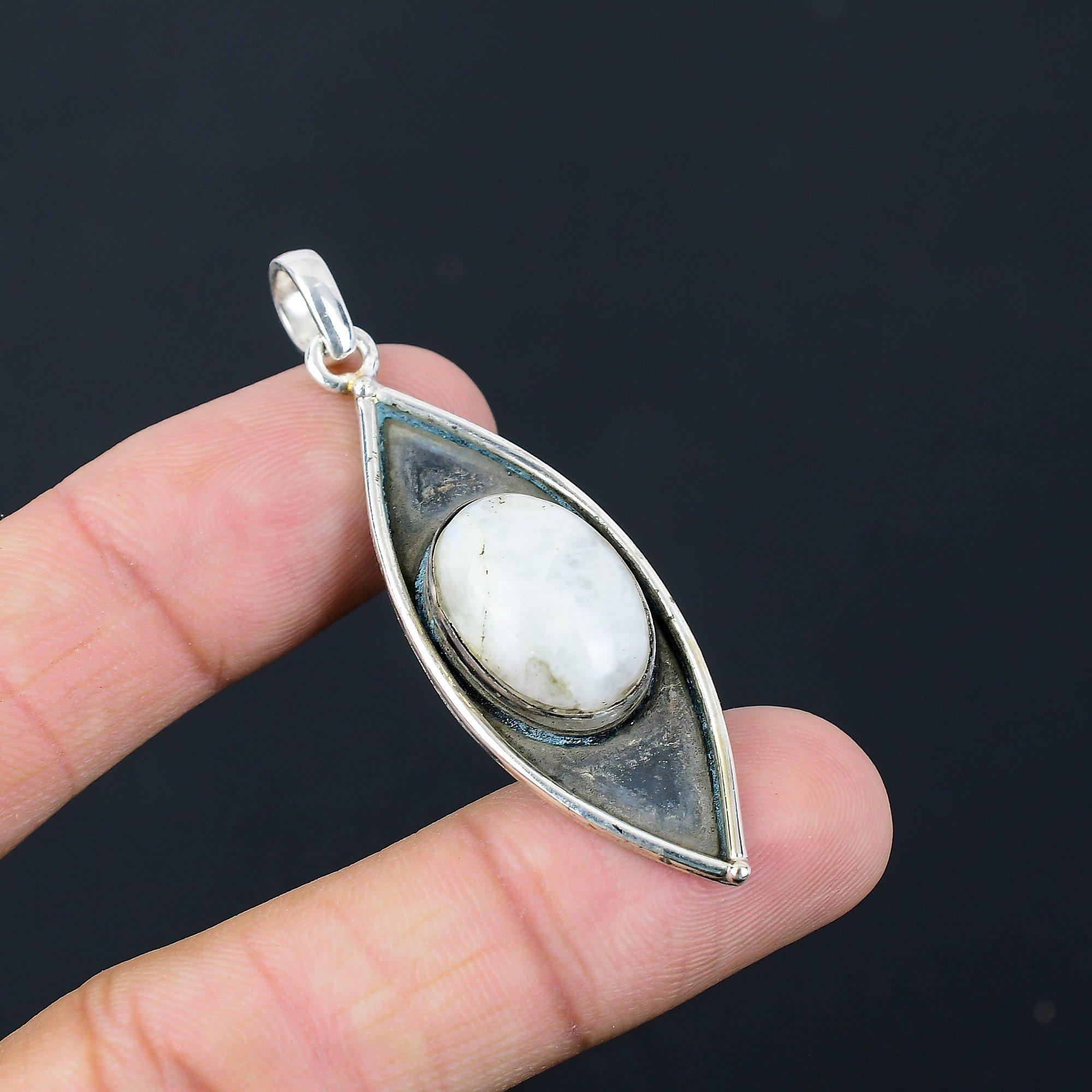 Daughters Day Deal Rainbow Moonstone Gemstone Pendant Jewelry Sterling Silver