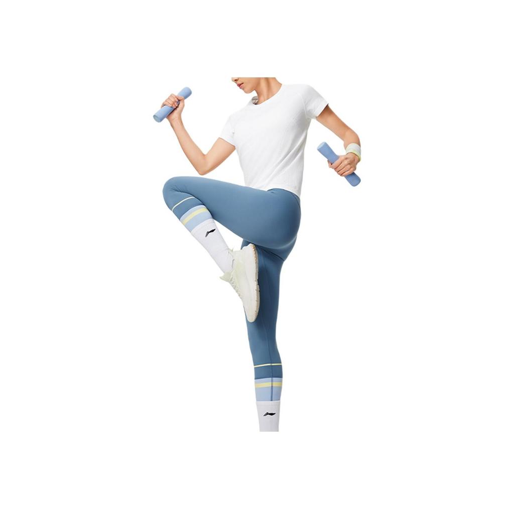Li-Ning Fitness Series Solid Color Moisture-Wicking Crew Neck Short Sleeve T-Shirt Women Tops White ATSU472-9