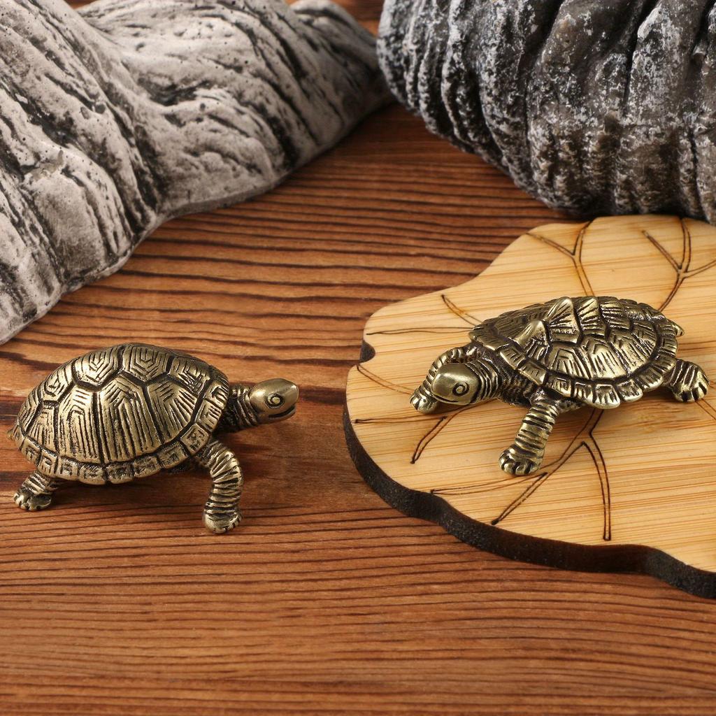1/2pcs Solid Copper Turtle Brass Wealth Longevity Money Tortoise Small Statue Ornament Tea Pet Desktop Craft Decoration